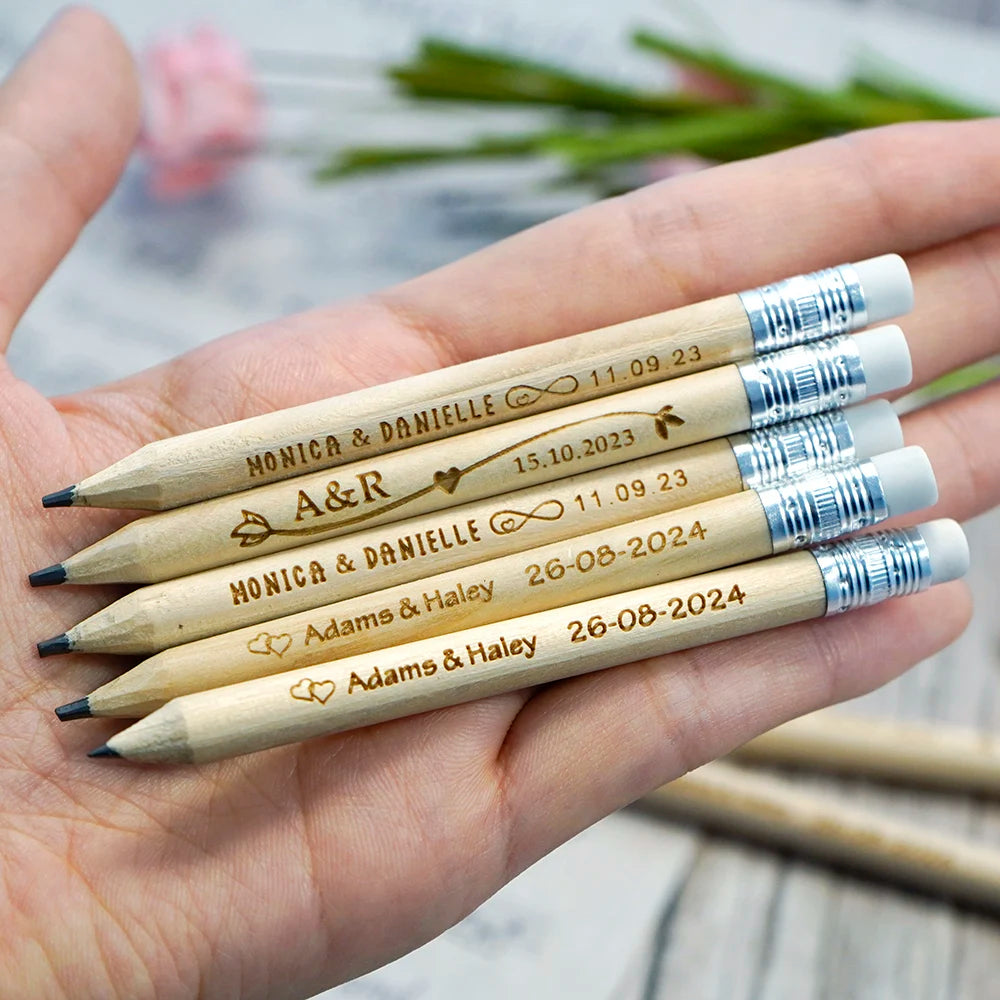 Personalized Rustic Wedding Wooden Pencils in Bulk Wedding Favors for Guests Engraved Natural Golf Pencil Printed with LOGO