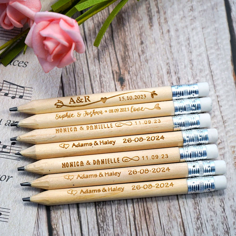 Personalized Rustic Wedding Wooden Pencils in Bulk Wedding Favors for Guests Engraved Natural Golf Pencil Printed with LOGO