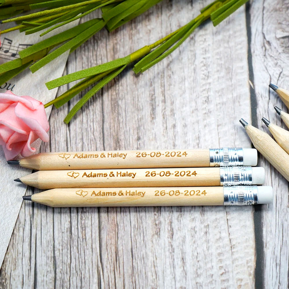 Personalized Rustic Wedding Wooden Pencils in Bulk Wedding Favors for Guests Engraved Natural Golf Pencil Printed with LOGO