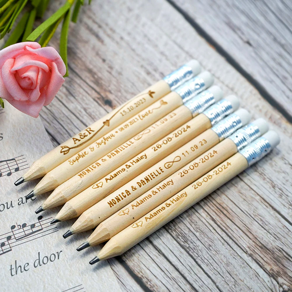 Personalized Rustic Wedding Wooden Pencils in Bulk Wedding Favors for Guests Engraved Natural Golf Pencil Printed with LOGO