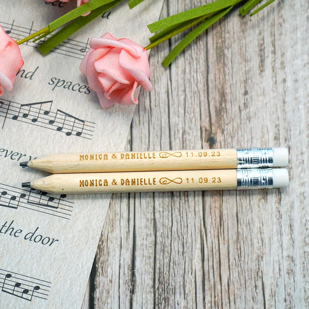 Personalized Rustic Wedding Wooden Pencils in Bulk Wedding Favors for Guests Engraved Natural Golf Pencil Printed with LOGO