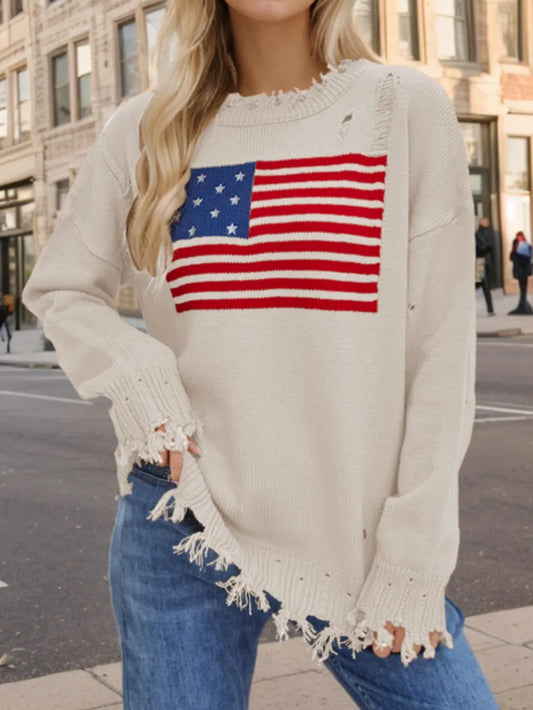 Country Ripped Sweater Holiday – Earthy And Chic